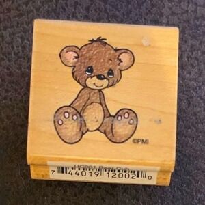 Vintage 1998 Precious Moments Teddy Bear Wooden Rubber Stamp Craft Collectible